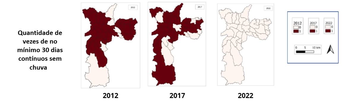 Mapa de quantidade de vezes de no mínimo 30 dias contínuos sem chuva