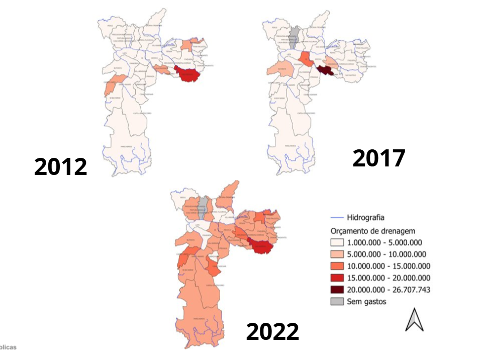 Mapa de Orçamento Liquidado em Drenagem
