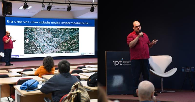 Palestra foi ministrada pelo Coordenador-Geral do projeto, o pesquisador Dr. Filipe Falcetta (Imagem: Comunicação IPT)
